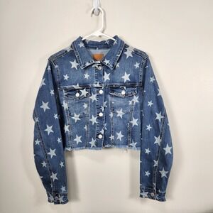 Judy Blue Cropped Jean jacket Stars Womens Medium M Denim